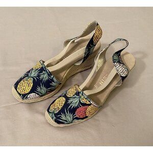 Womens Anne Klein Wedge‎ Slingback iflex Woven Jute Canvas Sandals Size 8.5
